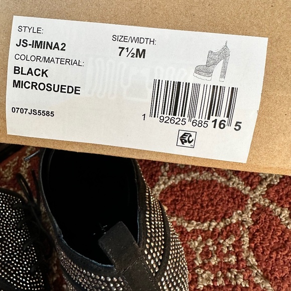 NIB Jessica Simpson Black Imina Platform RhinestonesLadies Booties size 7.5M/38 - Picture 6 of 7